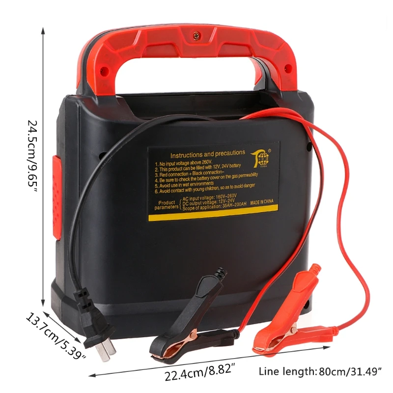 350W 14A AUTO Plus Adjust LCD Battery Charger 12V-24V Car Jump Starter Portable