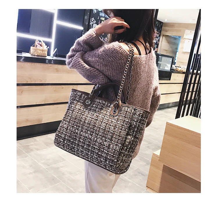 Fashion Women's Casual Hand Tote Bag Large Size Shopping Bag Wool Leisure Shoulder Bag Big Trendy Travel Bag Handbags Women