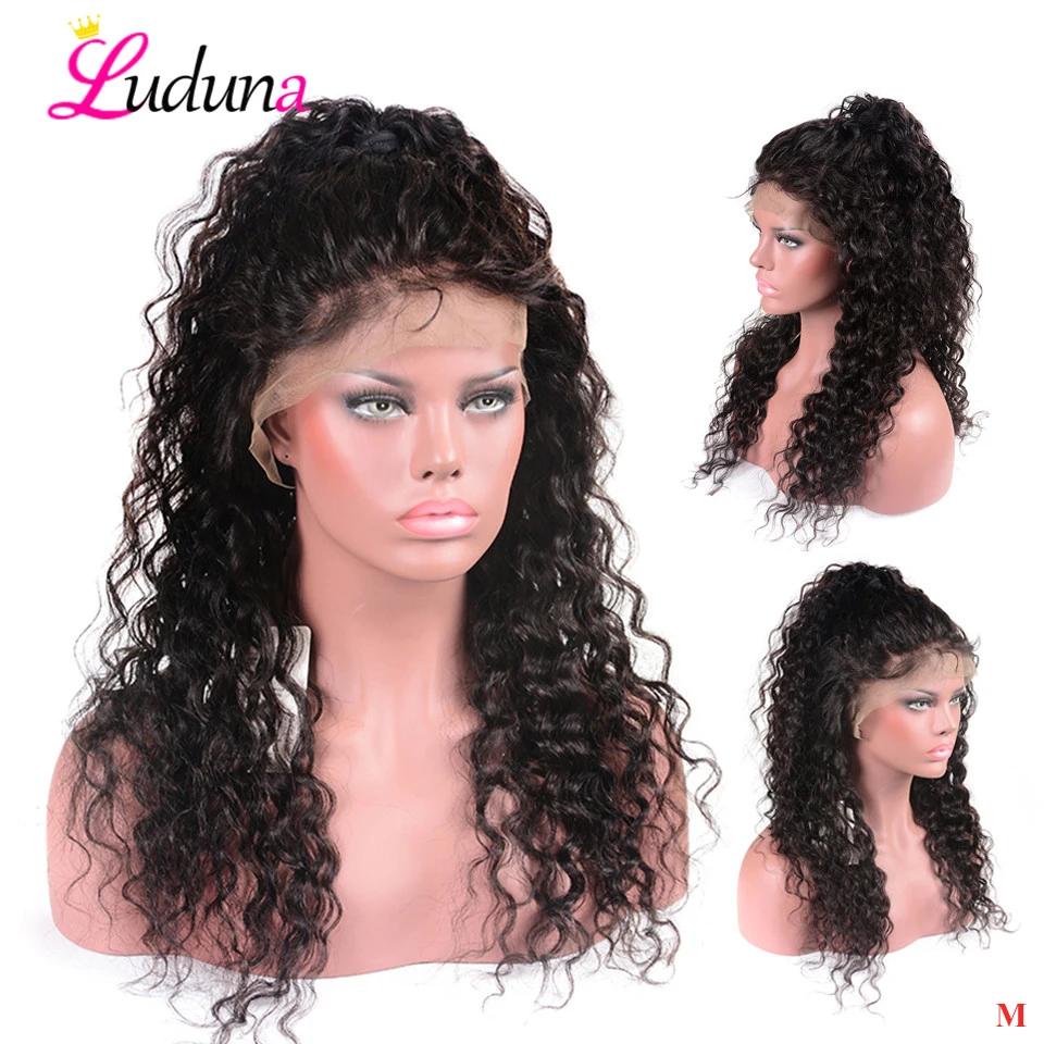 

Luduna Lace Front Human Hair Wigs Pre Plucked Water Wave Human Hair Wigs With Baby Hair Peruvian 13*4 Lace Front Wig Remy