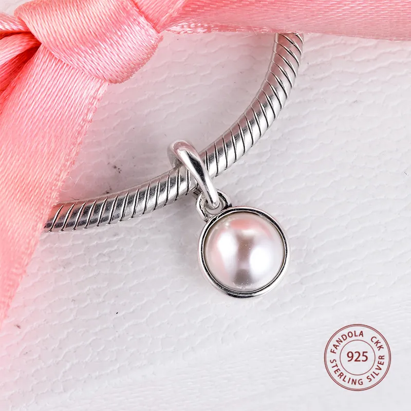 Authentic 925 Sterling Silver Luminous Droplet White Crystal Pearl Beads Fits Women Charms Bracelet DIY Jewelry Making kralen FL565 (1)