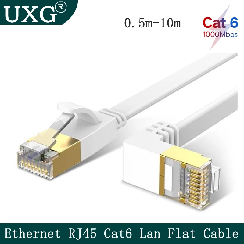 Tanio 90 stopni CAT6 płaski Ethernet kabel 1000Mbps