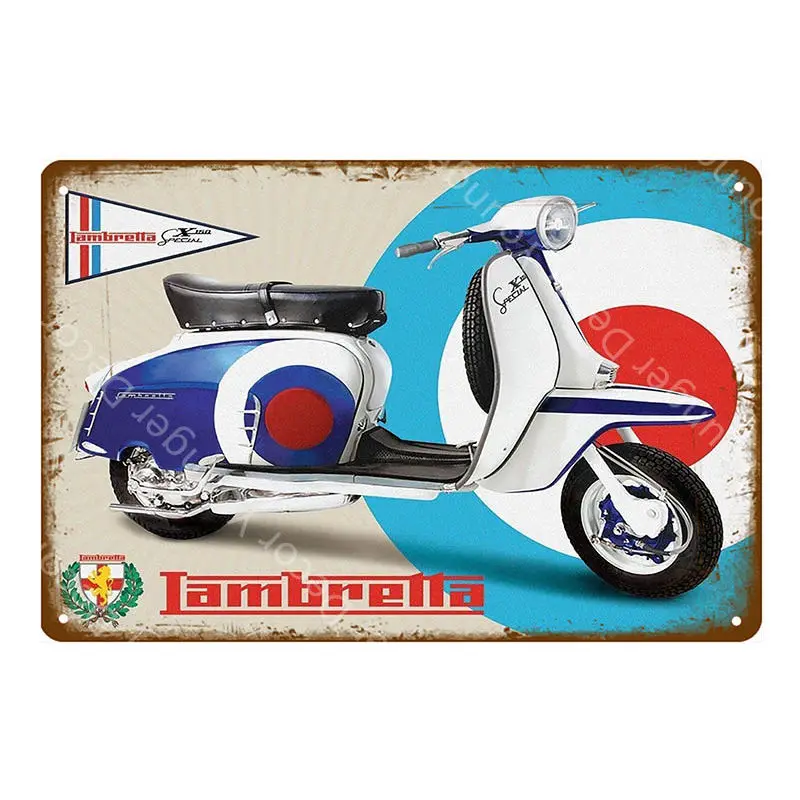 YD7494F Модники, металлические оловянные знаки, итальянские скутеры Lambretta Vespa, винтажная настенная табличка, гаражный магазин, Декор для дома, комнаты, плакат для мотоцикла - Цвет: YD7494F