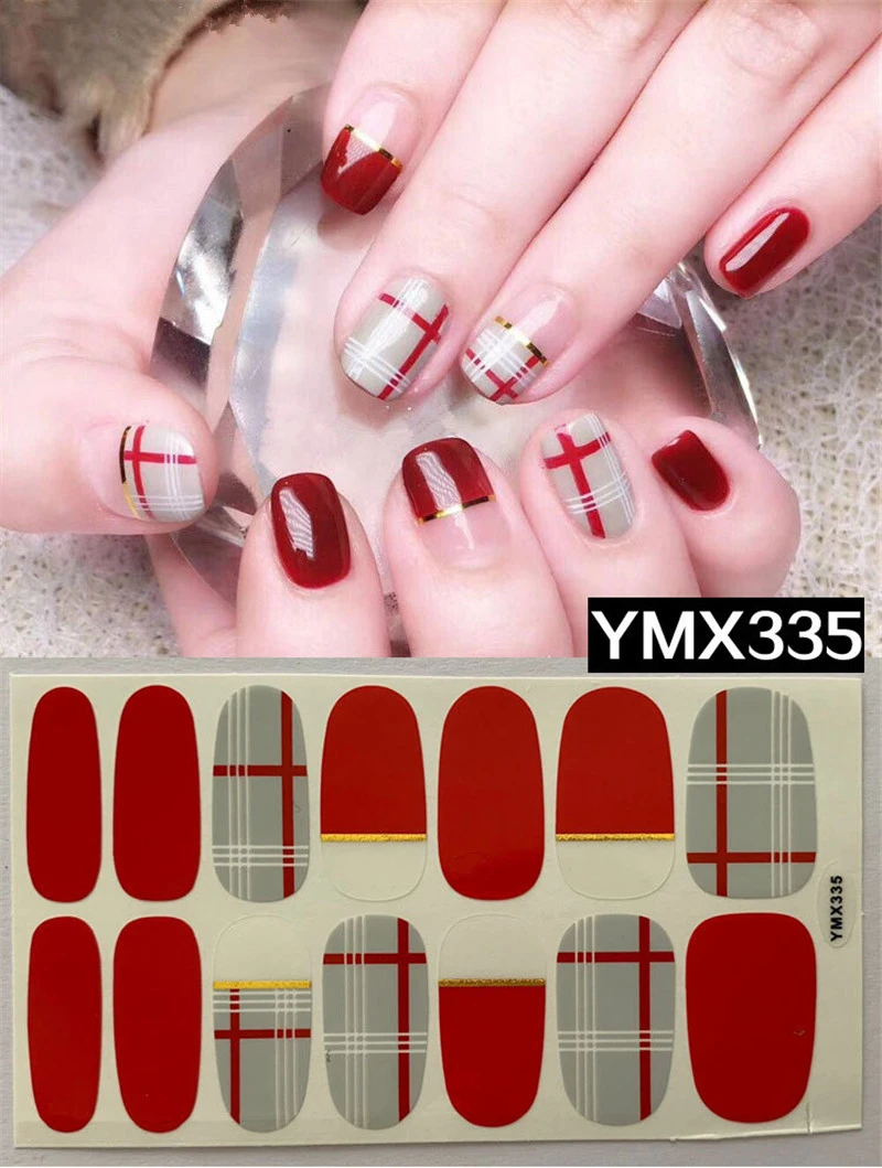 YMX335 14tips/лист зимние рождественские слайдер для ногтей наклейки для маникюра самостоятельно клейкие принадлежности фольги подарки на Рождество - Цвет: YMX335
