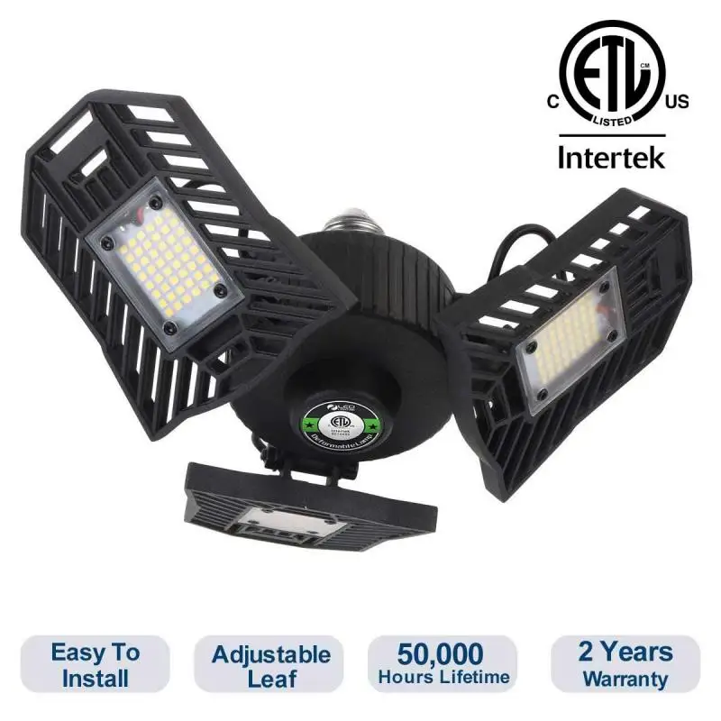 

2020 New LED Garage Light 60/80W AC85-265V Deformable Garage Lamp Industrial Lighting Garage Ceiling Lamp Workshop Light