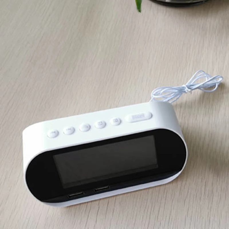 TOP!-Alarm Clocks For Bedrooms, Led Digital Alarm Clock Radio With Fm Radio, Dual Usb Port For Charger, Dimmer Snooze Sleep Time