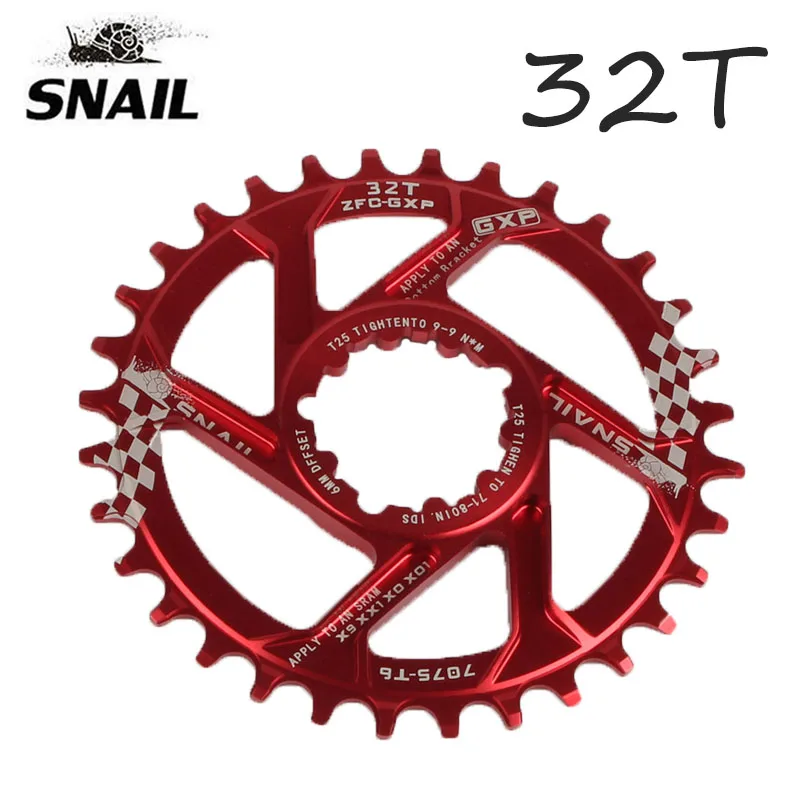 Улитка MTB диаметра окружности болтов(смещение 6 мм узкая широкая цепь из колец цепь на 30-34T передняя Звездочка 170 мм горный шоссейный велосипед для горного велосипеда 8-11S для GXP XX1 X9 модными принтами XO X01 кривошипно - Цвет: chainring red 32t