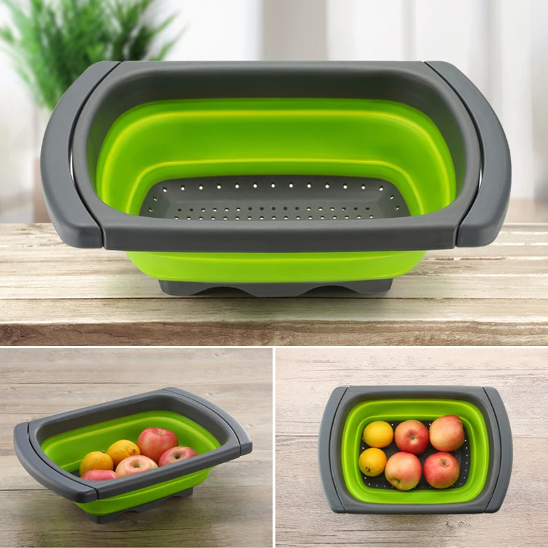 Foldable Colander Drain Folding Baskets Collapsible Kitchen Strainer Noodles Fruit Vegetable Washing Strainers Bowls
