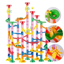 Mármore corrida pista blocos de construção crianças 3d labirinto bola rolo brinquedo diy mármore corrida conjunto montanha russa 80/105/109/133pc presente natal