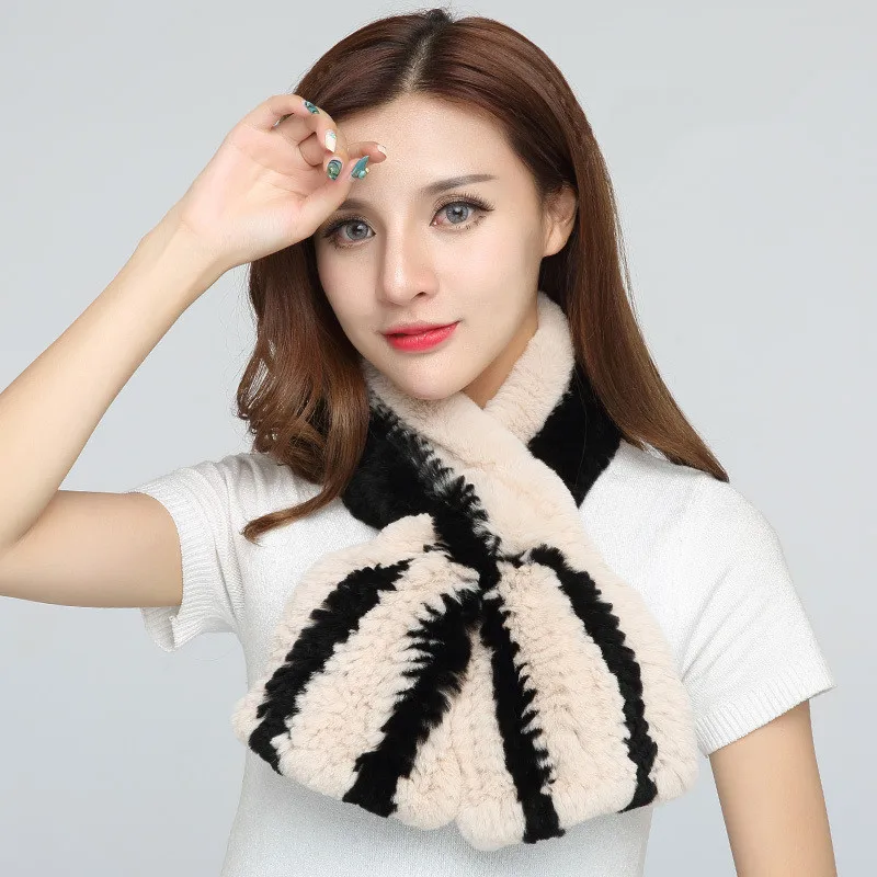yellowblack Glaforny корейский модный женский зимний шарф из меха кролика рекс двухцветная шаль Теплый и утолщенный шейный платок женское колье - Цвет: yellowblack