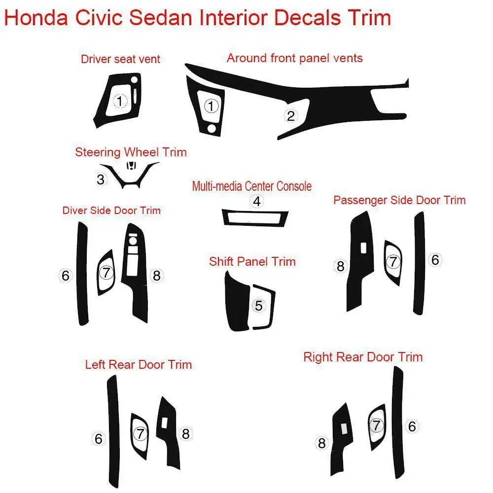 Для Honda Civic 2012 Аксессуары Глянцевая 5D углеродного волокна шаблон Автомобильная Внутренняя лента-Наклейка