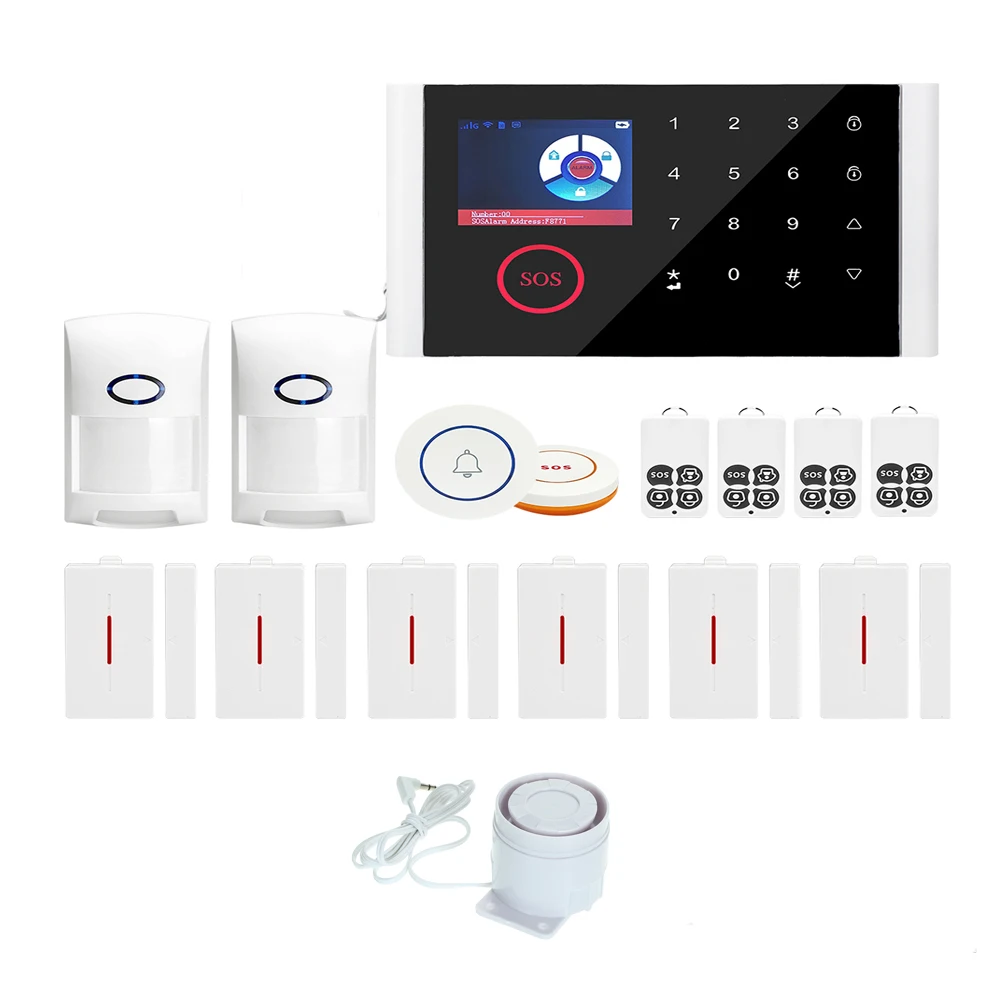 kit 6 3 в 1 WiFi+ GSM+ GPRS сеть Интеллектуальная охранная сигнализация Голосовая Беспроводная SMS Домашняя GSM Сигнализация Дверной звонок авто защита от взлома - Цвет: kit 6