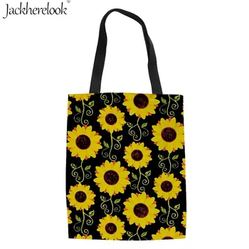 

Sunfolwer Print Canvas Hand Bag for Laides Portulaca Grandiflora Handbags Skull Flower Design Totes for Women Shopping Pack Bag