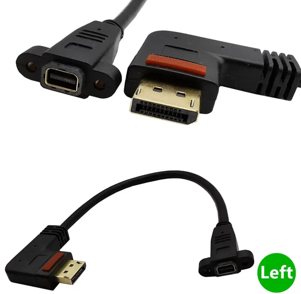 30 см разъем DisplayPort с углом штекера 90 градусов на гнездо Mini Панельное крепление