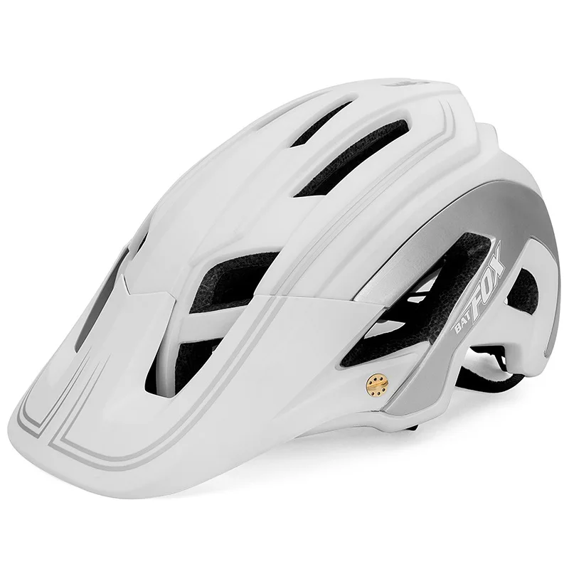 BATFOX велосипедный шлем горный велосипед Интегрированный литой шлем для верховой езды ультра светильник солнцезащитный козырек летучая мышь лиса DH AM защитные головные уборы - Цвет: White silver