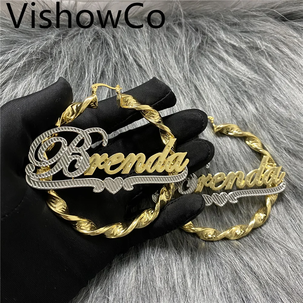 

Fashion Custom Name Earrings 2020 Hoop Earrings for Women Gold Heart earrings Set Dropshipping