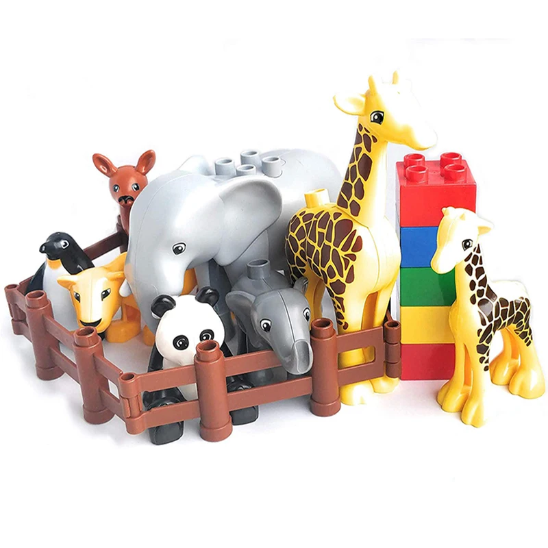 

Big Size Duploe Diy Building Blocks Animal Accessories Figures Lion Panda Compatible with Duploed Toys for Children Kids Gifts