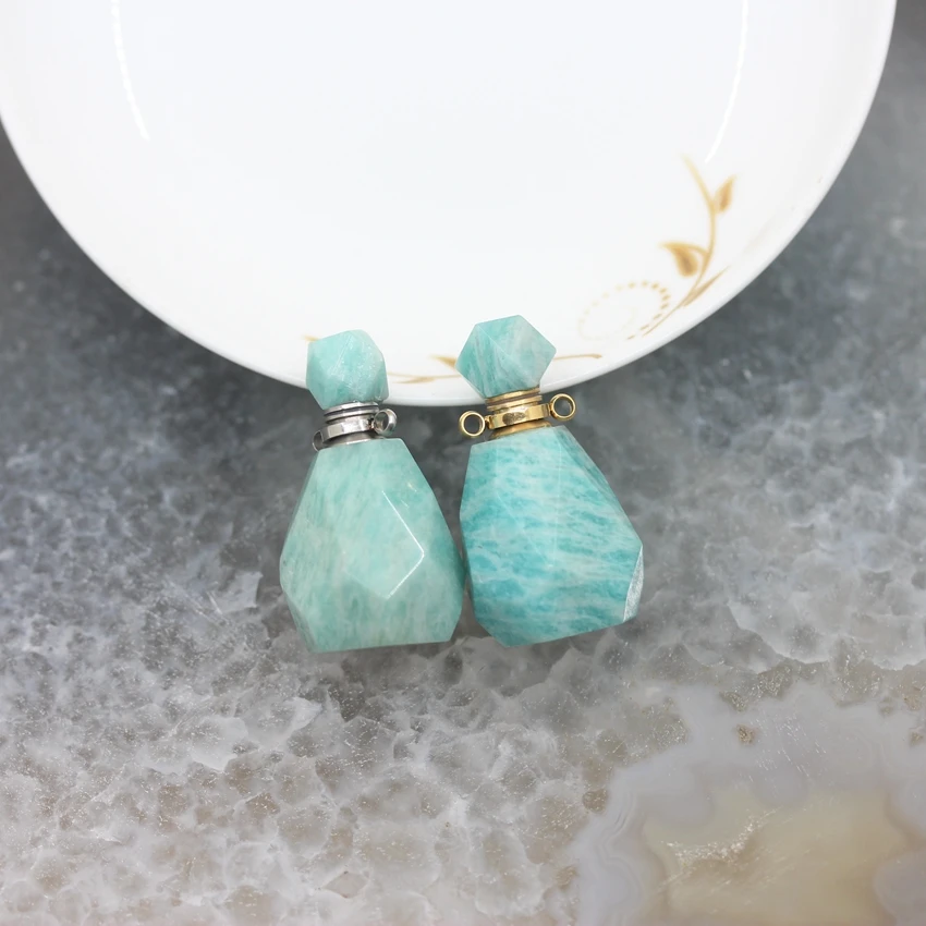 Подвески с диффузором эфирного масла амазонита из Перу Гранёные камни подвески в