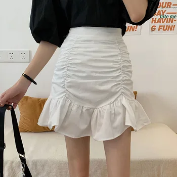 

Women's skirt Summer New Short Skirt Ruffled Hem High Waist mini skirt Korean Female Skirts faldas mujer moda 2020