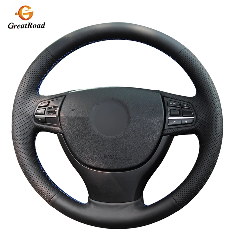 cheap Hand stitched Black PU Artificial Leather Steering Wheel Cover for BMW F10 523Li 525Li 2009 730Li 740Li 750Li