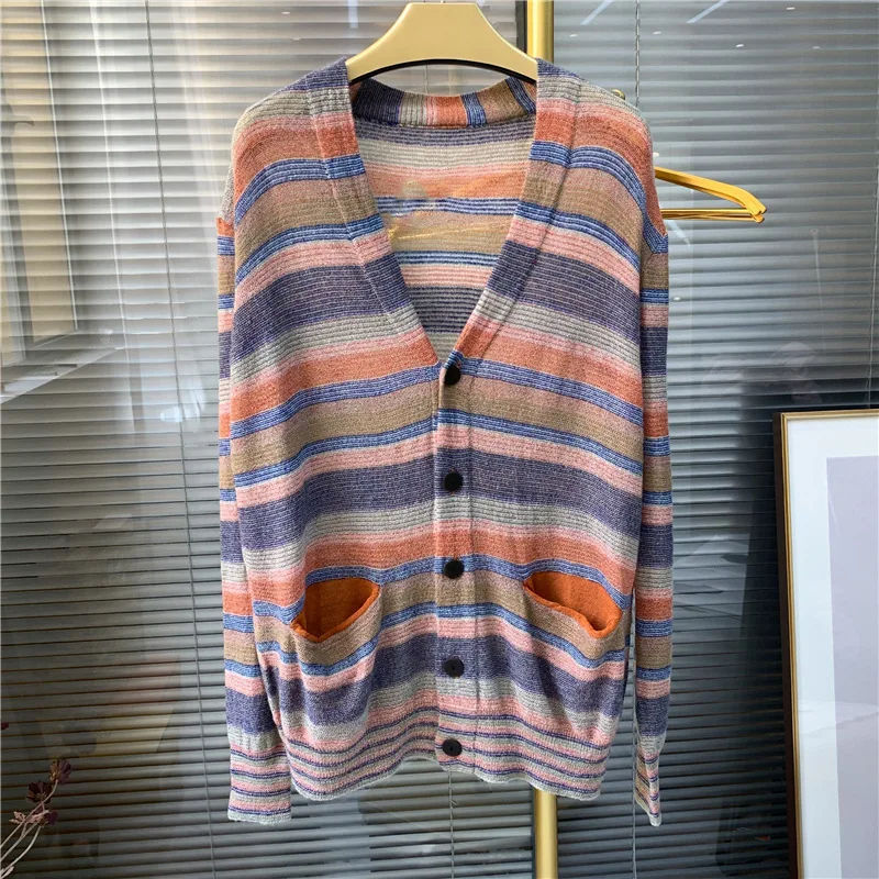 #Special Offers Women Sweater 2019 Early Autumn New Rainbow Strip Embroidered Delicate Mohair Sweater Knit Cardigan Women's Jacket #Special Offers Women Sweater 2019 Early Autumn New Rainbow Strip Embroidered Delicate Mohair Sweater Knit Cardigan Women's Jacket