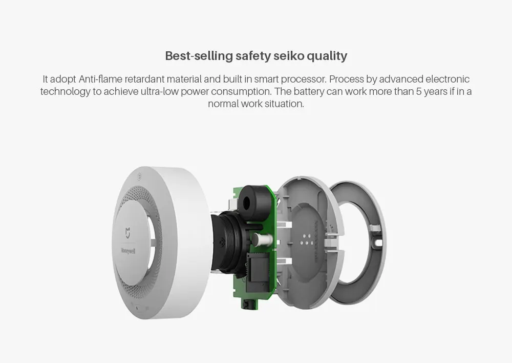 Xiaomi Mijia Honeywell Fire Alarm Detector GasSmoke Sensor work with Multifunction gateway 2 Smart Home security APP control (4)