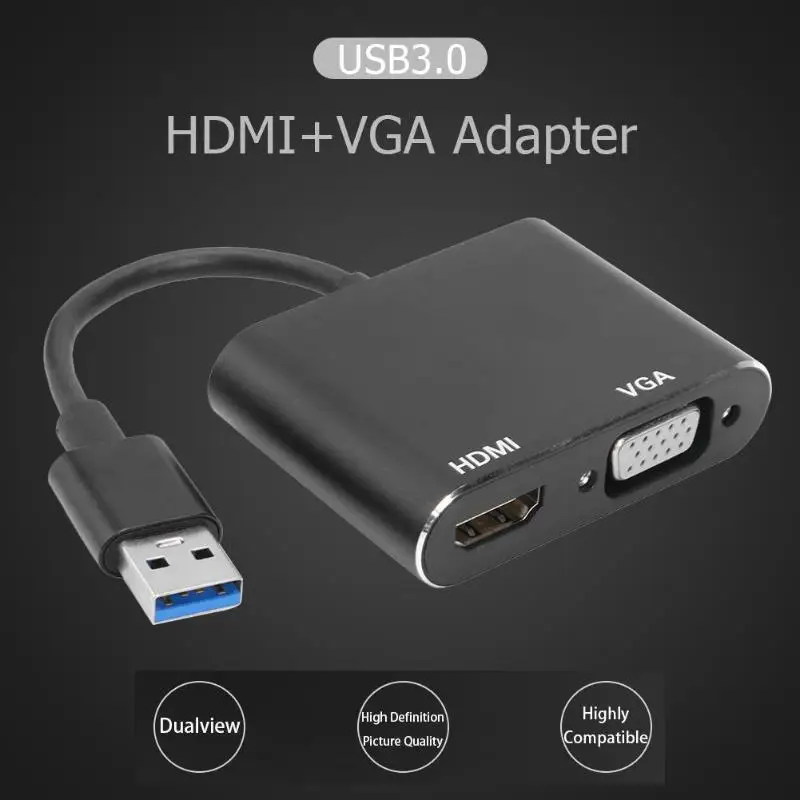 Горячая конвертер кабель Многофункциональный USB3.0 концентратор USB к HDMI VGA адаптер док-станция конвертер кабель для ноутбука