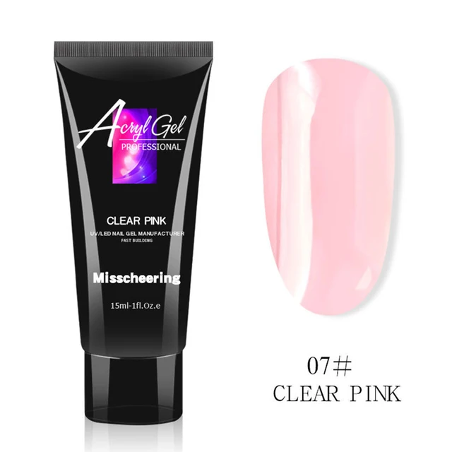 15ml Nail Builder 10 Color Poly Nail Gel Nail Acrylic Gel Crystal UV LED Builder Tips Enhancement Slip Solution Quick Extension Clear Pink
