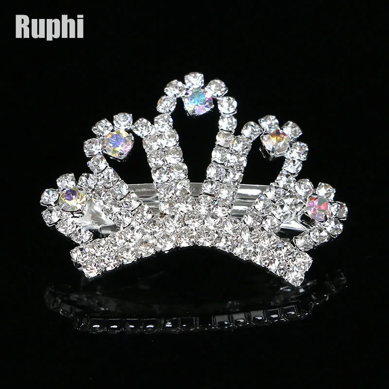 Clear AB rhinestone dog crown pets barrette girls hair clip ornament jewlery  accessories 6Pcsx Fast Free Standard Ship