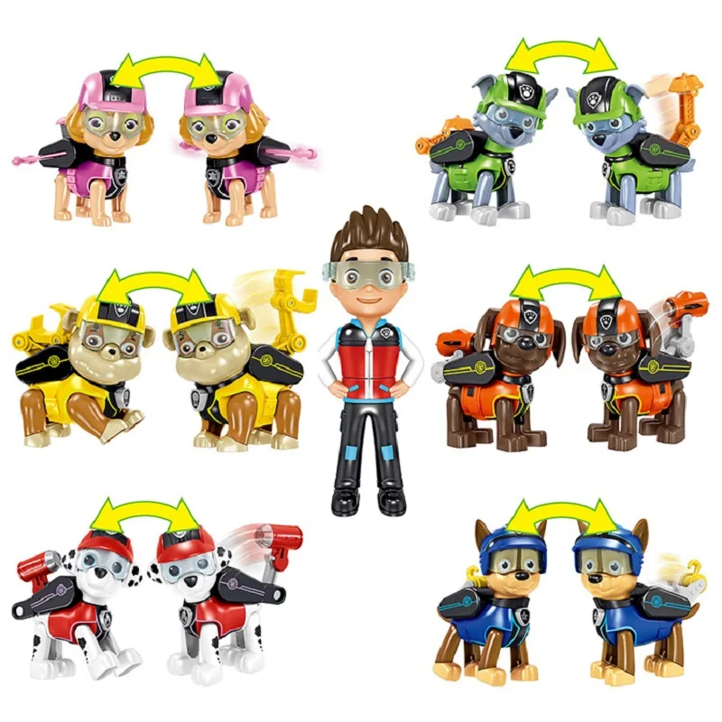 Pata de patrulla 7 unidsset juguetes perro deformación juguete capitán Ryder p 