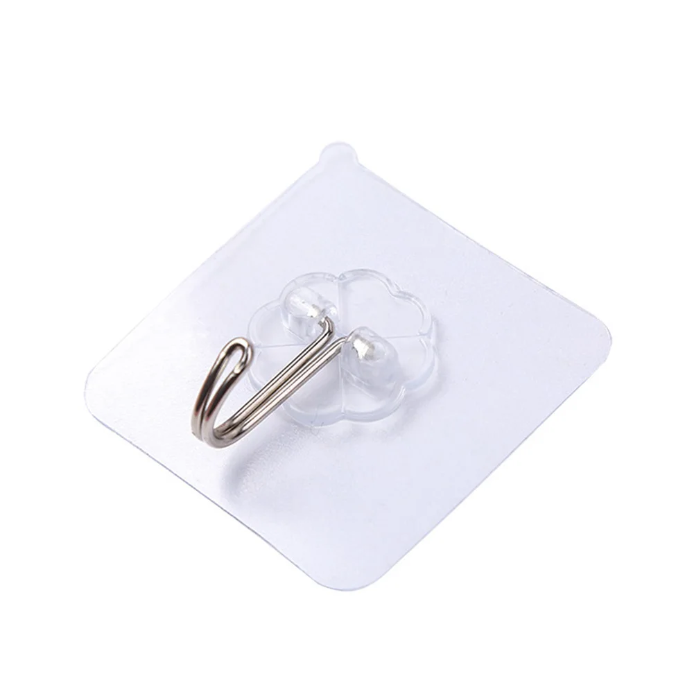 10 Pcs Sticky Seamless Adhesive Hanger Water Resistant For Door Organizer Transparency Heavy Duty Reusable Bathroom Wall Hanging