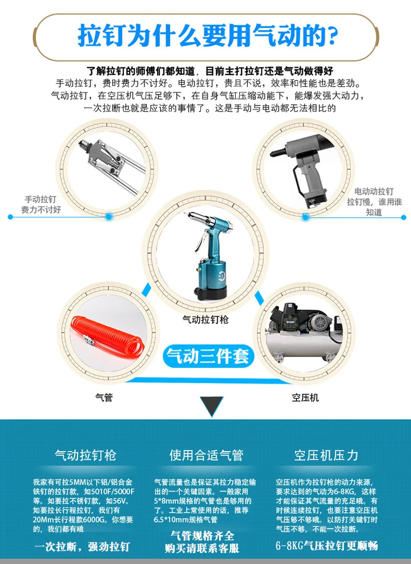 Nut Gun Tool Air Riveter Power Tool Hydraulic Riveting Tool Commercial Pneumatic Rivet Gun For Gas pressureblind rivets