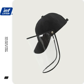 

INFLATION Men's Prevents Droplets Spread Baseball Cap 100%Cotton Black Color Hat Couple Anti Virus Hat Spread Cap 195CI2020