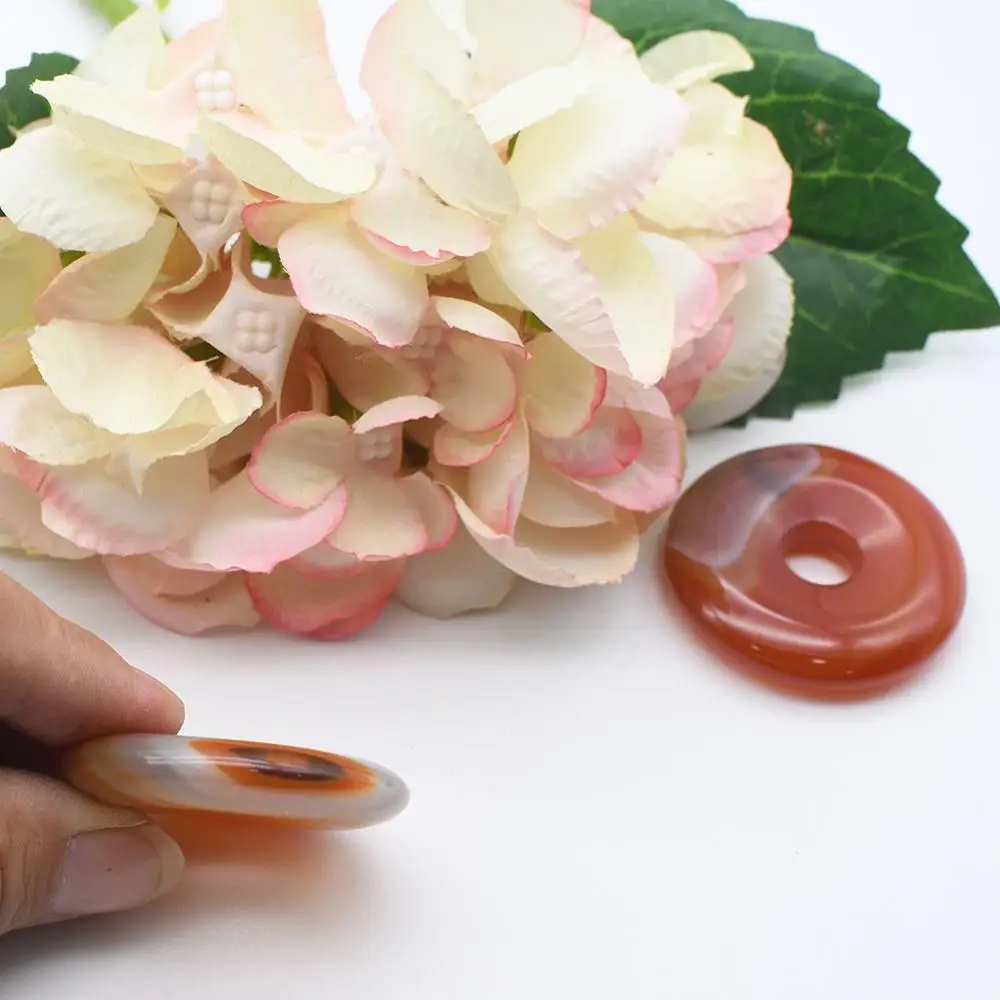 10pcs/lot  49MM Smooth High Quality Round Brown Agate Round Pendant