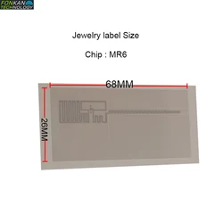 50pcs UHF RFID MR6 chipset Jewelry label 68x26MM EPC C1G2 white paper lable Sticker Tag for Jewelry management