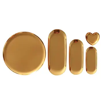 

Stainless Steel Serving Plate, Fruit Food Storage Dish Salad Snack Bread Dessert Serving Platter Jewelry Display Trays H7EA