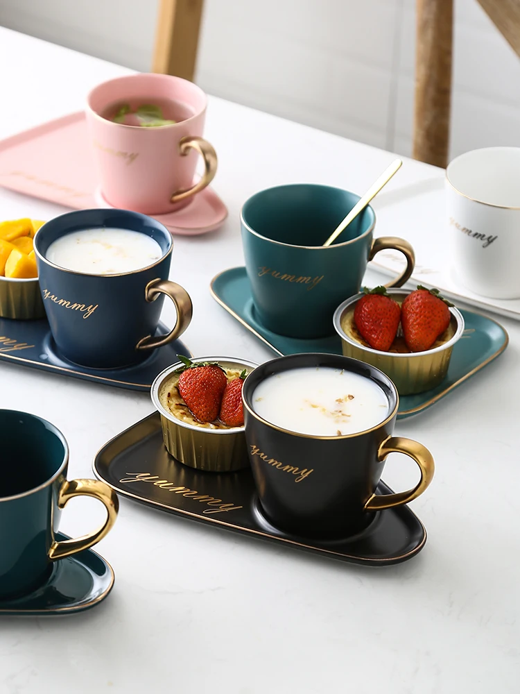 Elegant Luxury Klein Blue Red Green Matte Ceramic Coffee Cup With Saucer  Porcelain Tea Cup Set Gift For Birthday Home Tableware - Cups & Saucers -  AliExpress