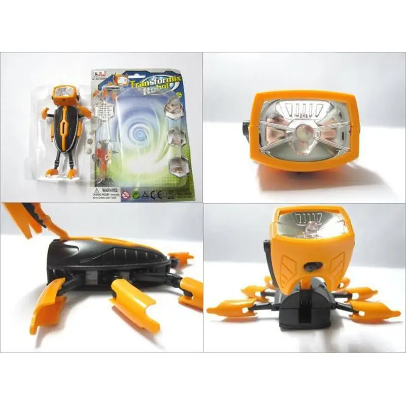 Novelty Deformable Robot LED Flashlight Mini Transformer Nightlight Torch Lamp Light Kids Child Toy Gift