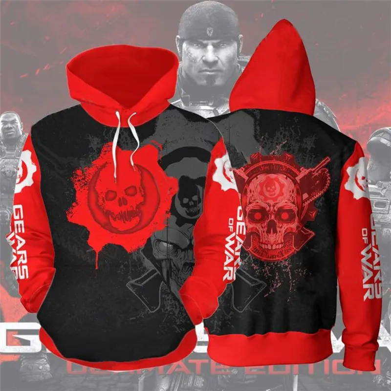 Мужские толстовки с капюшоном Gears of War, костюм Маркуса Феникса, 3D печать Gears of War, толстовки с капюшоном, куртки для косплея, уличная мужская Толстовка