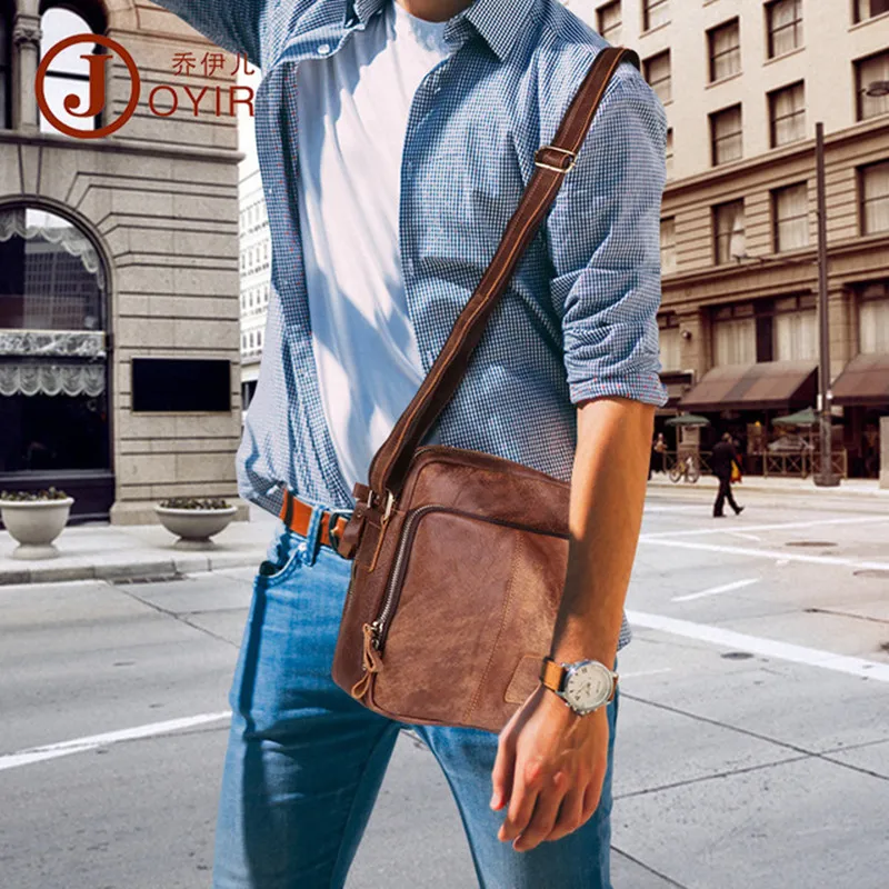 Casual vintage messenger Genuine leather men's bag Men's shoulder bag Cross body Top layer leather Scrub Business Traval Gift