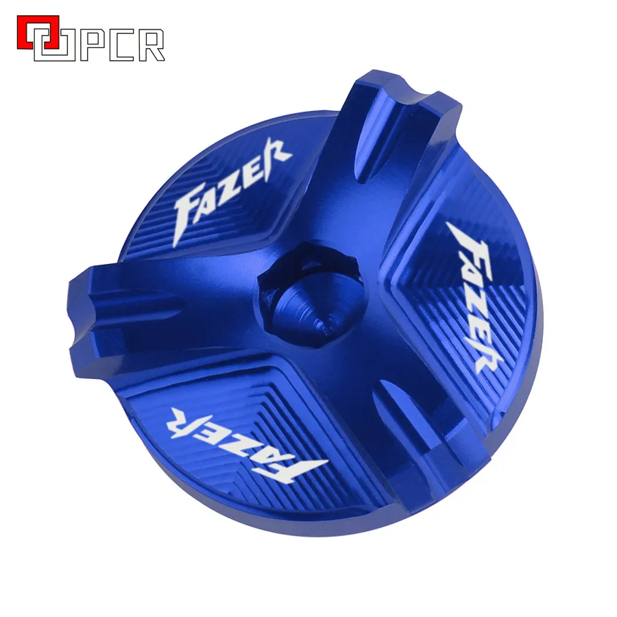 FAZER logo Blue С логотипом Auminum масляный наполнитель двигателя Dain Крышка Штепсельной Вилки для Yamaha FZ1/FAZER FZ6 FZ6R FZ8 FAZER 2006 - Цвет: FAZER logo Blue