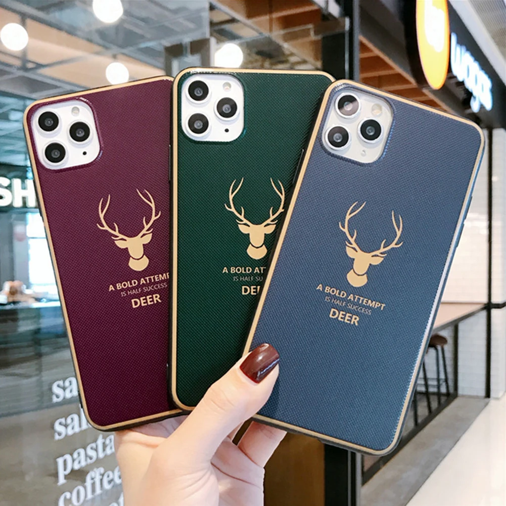 Рельефный чехол для телефона с рисунком оленя iPhone 7 8 Plus X XS XR 11 Pro Max противоударный