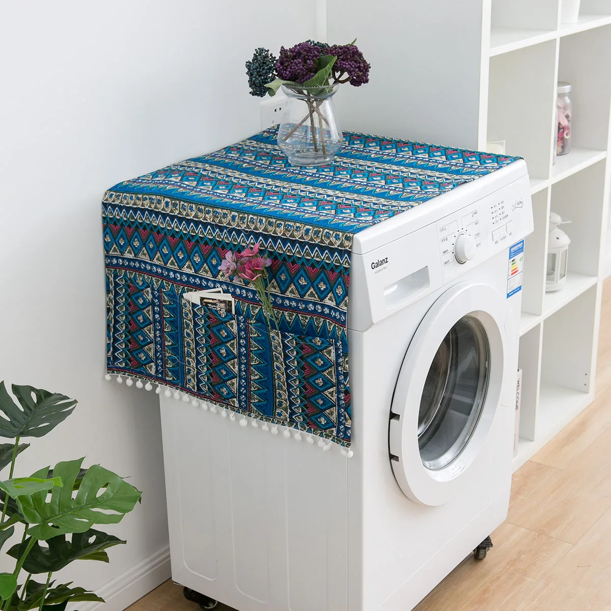 

Geometric refrigerator cover sheet open refrigerator dust cover drum washing machine cover towel
