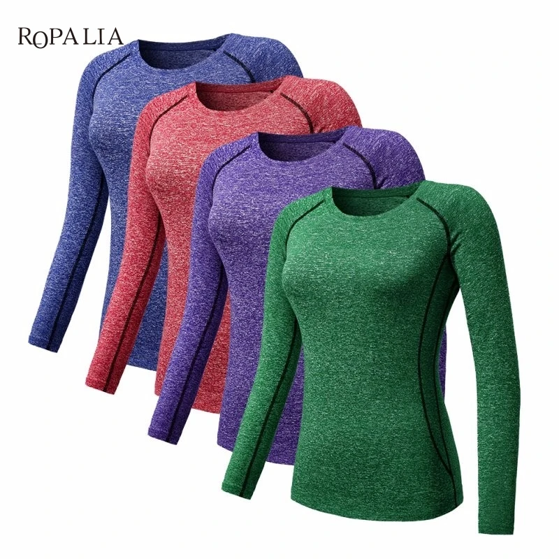 Women Compression Long Sleeve T-Shirts Casual Clothes Tights Long Sleeve Quick Dry Thermal Base Layer Tops 1