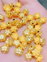  Fine Jewelry Pure 24K Yellow Gold Pendant 3D Mini Lotus Flower Shaped Bead (Only One Piece) Best Gift 