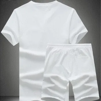 

2020 New Arrival Summer Fashion Short Sleeve Male Sets Two Piece Sets Shorts For Men Breathable Cotton Linen Plus Size M-5XL Set