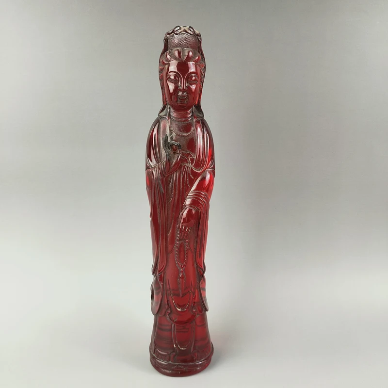 Exquisite Chinese Featured Craft Home Decoration Auspicious Amber Resin Guan yin Statue Kwan Sculpture | Дом и сад