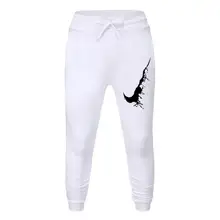 Мужские повседневные брюки для пробежек с принтом, спортивная одежда для фитнеса, спортивный костюм, обтягивающие спортивные штаны, черные длинные штаны Xxxl