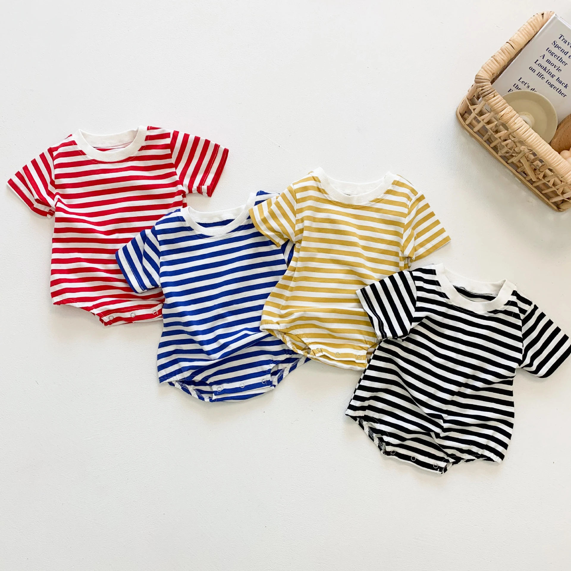 Warm Baby Bodysuits  0-3T Newborn Kid Baby Boys Girls Clothes Short Sleeve Striped Romper Summer Jumpsuit Cute Sweet Cotton New born Body suit Outfit Baby Bodysuits classic