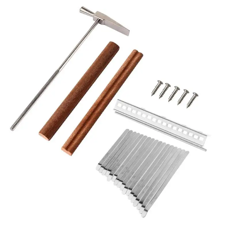 

17 Keys Kalimba DIY Keys+Bridge+Tuning Hammer Kit Thumb Piano Accessories