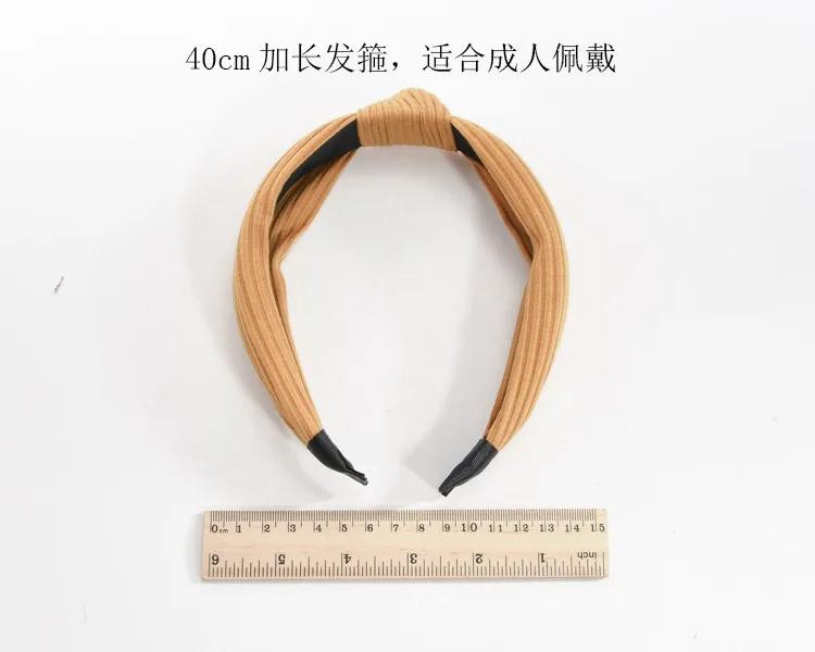 Korean-style Hair Accessories Headdress Fabric Knitted Cross Knot Hair Bands Headband Large Rims Stripes Hair Bands Knot Hair Ba